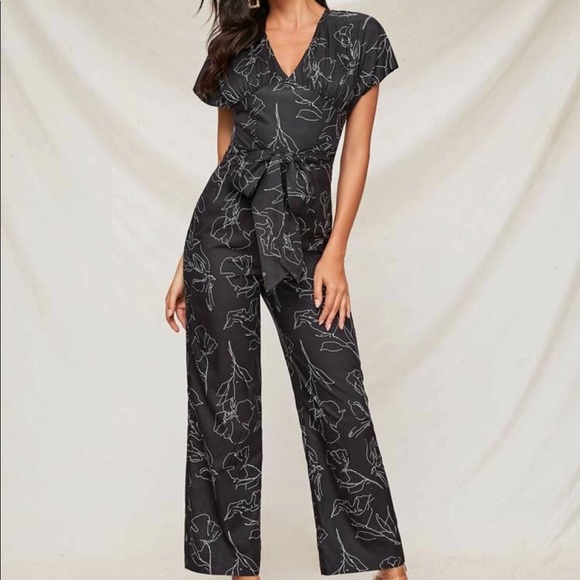 Pants - Ruched bust tie back self belted jumpsuit